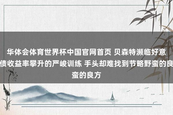 华体会体育世界杯中国官网首页 贝森特濒临好意思债收益率攀升的严峻训练 手头却难找到节略野蛮的良方