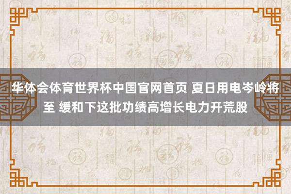 华体会体育世界杯中国官网首页 夏日用电岑岭将至 缓和下这批功绩高增长电力开荒股