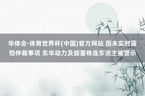华体会·体育世界杯(中国)官方网站 因未实时露馅仲裁事项 东华动力及掂量株连东谈主被警示