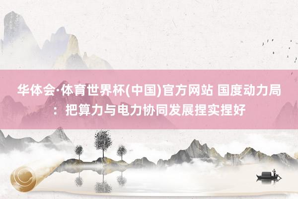 华体会·体育世界杯(中国)官方网站 国度动力局：把算力与电力协同发展捏实捏好