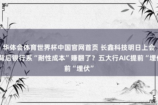 华体会体育世界杯中国官网首页 长鑫科技明日上会,背后银行系“耐性成本”赚翻了?五大行AIC提前“埋伏”