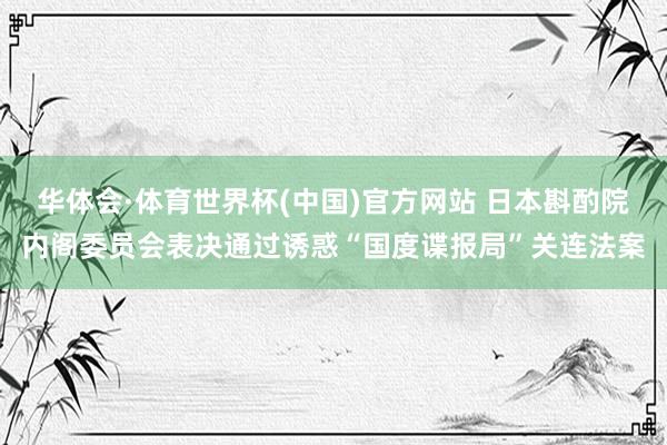 华体会·体育世界杯(中国)官方网站 日本斟酌院内阁委员会表决通过诱惑“国度谍报局”关连法案