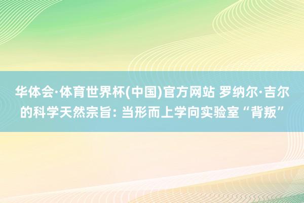 华体会·体育世界杯(中国)官方网站 罗纳尔·吉尔的科学天然宗旨: 当形而上学向实验室“背叛”