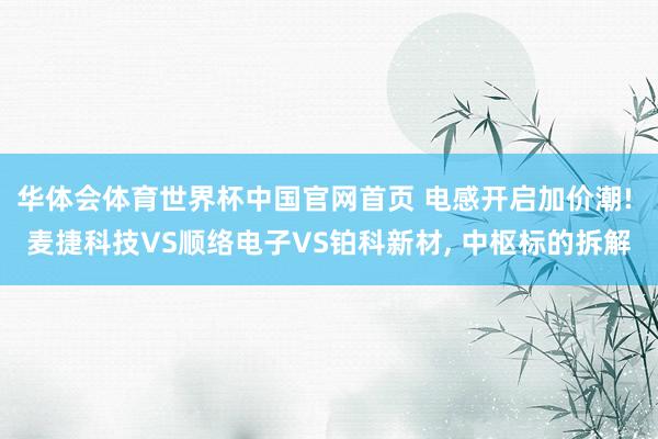 华体会体育世界杯中国官网首页 电感开启加价潮! 麦捷科技VS顺络电子VS铂科新材, 中枢标的拆解