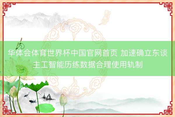 华体会体育世界杯中国官网首页 加速确立东谈主工智能历练数据合理使用轨制