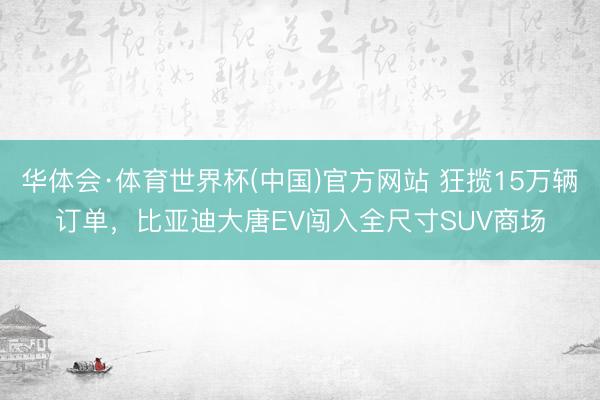 华体会·体育世界杯(中国)官方网站 狂揽15万辆订单，比亚迪大唐EV闯入全尺寸SUV商场